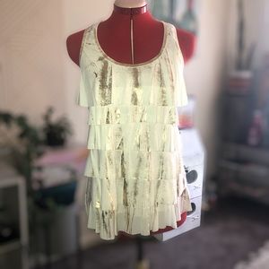 TWENTY ONE Large Tank TopRacer Back Layered Ruffle